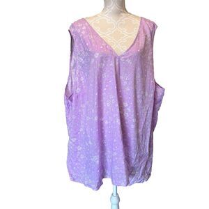 Lane Bryant Collection 34 36 Pink V Neck Tunjc Dress Linen Floral Sleeveless NWT